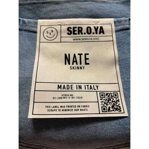 SER.O.YA NATE SKINNY JEAN Men’s UNISEX lightwashed distressed size 33 - Picture 5 of 5